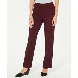Style & Co Pull-On Burgundy Mid-Rise Tummy Control Pants  Size 16S  NWT  Office